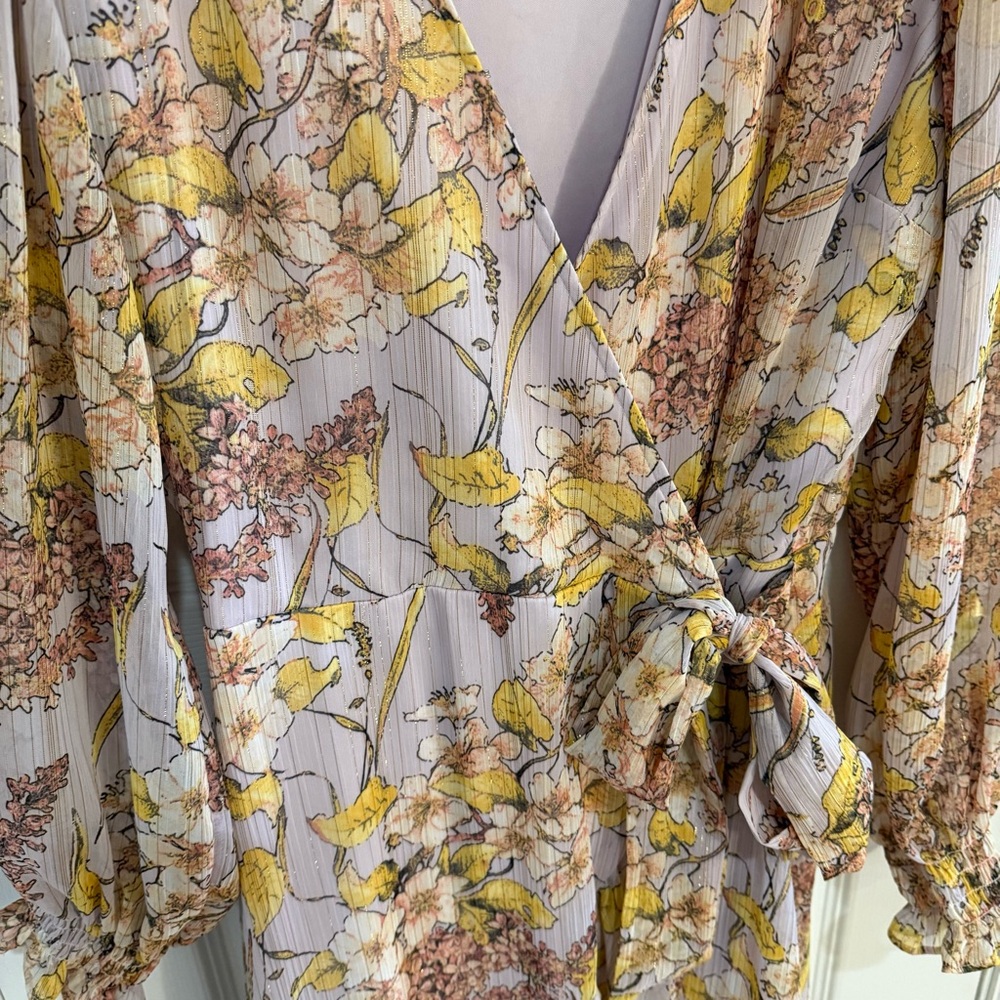 LC Lauren Conrad Long Sleeve Floral Dress - Lavender and Yellow - Picture 5 of 8
